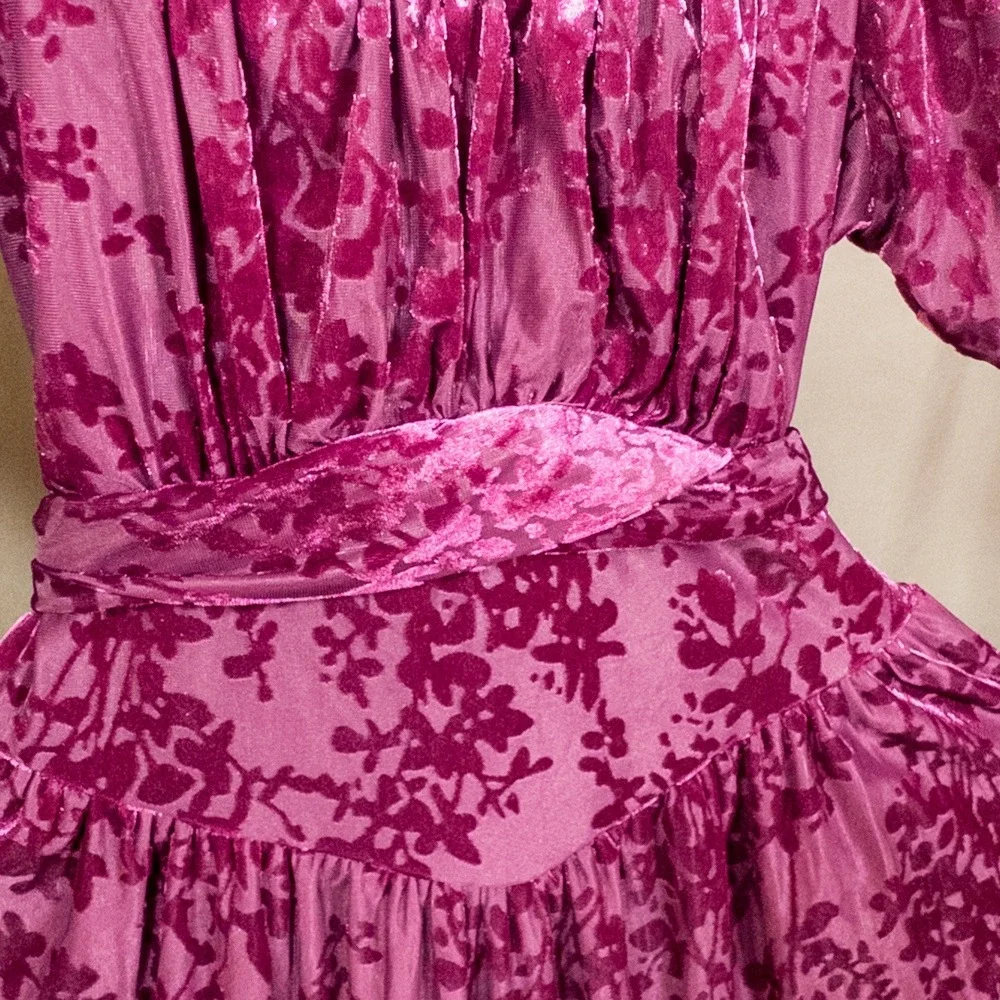 Francesca's Purple Velvet Burnout Mini Dress Size Small